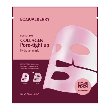 EQQUALBERRY - Collagen Pore Tight Up Hydrogel Mask – Mască cu colagen pentru față cu efect de reducere a porilor – 30g