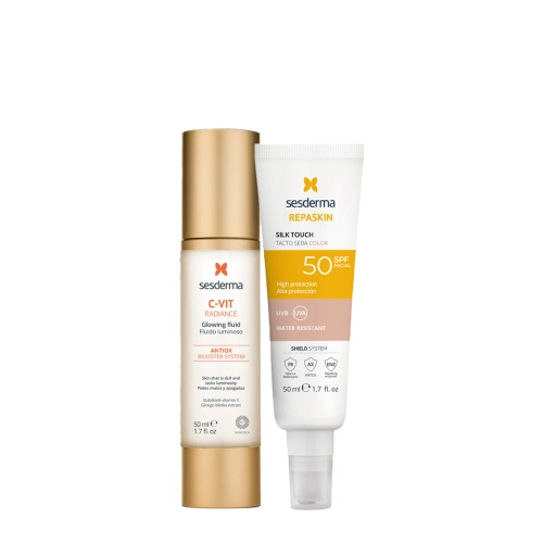Sesderma - C-VIT Radiance + Repaskin Silk Touch Color SPF50 - Set Produse pentru Față - 50ml + 50ml