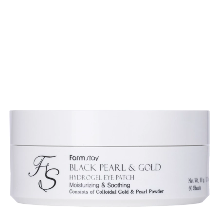 Farmstay - Black Pearl & Gold Hydrogel Eye Patch - Plasturi hidrogel pentru ochi cu extract de perlă neagră și aur coloidal - 60 buc.
