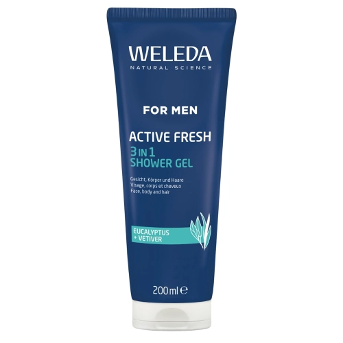 WELEDA - For Men Active Fresh Gel de duș 3 în 1 - Gel de duș pentru bărbați - 200 ml