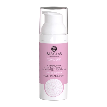 BasicLab - Complementis - Cremă regenerantă cu ceramide, cu consistență ușoară cu prebiotice și pantenol - 50ml