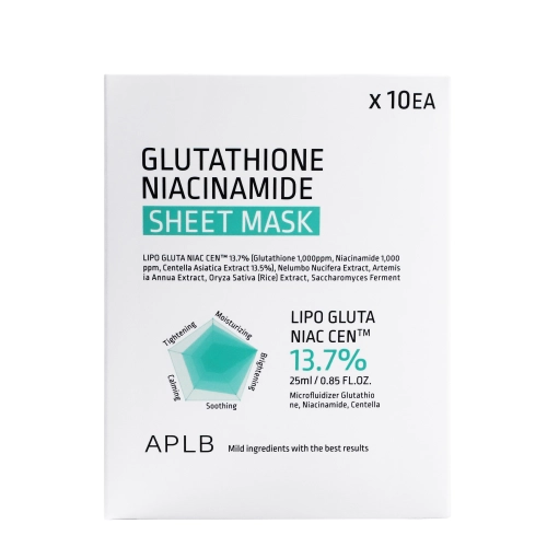 APLB - Glutathione Niacinamide Sheet Mask Set - Set de măști de față cu efect de iluminare - 10x25ml