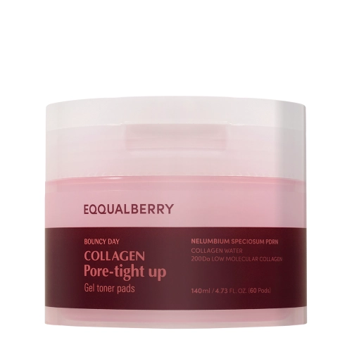 EQQUALBERRY - Collagen Pore Tight Up Gel Toner Pad - Plasturi tonici pentru față cu efect de reducere a porilor - 60 buc./140 ml