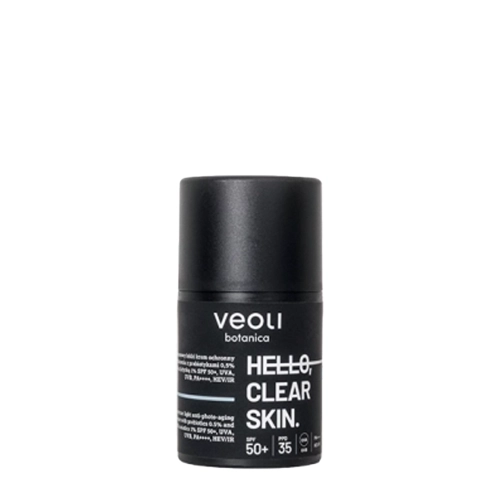 Veoli Botanica - Hello, Clear Skin - Cremă lejeră de protecție solară cu spectru larg, anti-fotîmbătrânire SPF 50+, UVA, UVB, PA++++, HEV/IR - 50 ml