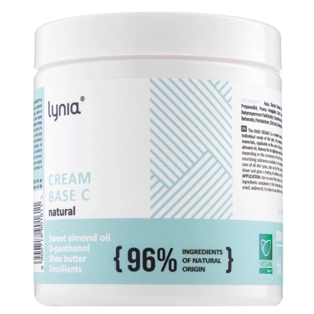 Lynia - Cream Base C Natural - Cremă de bază hidratantă ușoară cu vitaminele B5 și E - 200ml