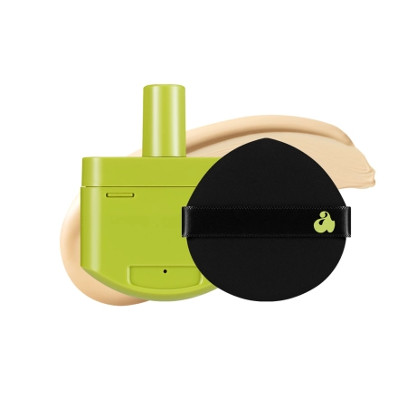 Unleashia - Satin Wear Healthy-Green Cushion - Refill + Sponge - Fond de ten Satin Wear Cushion - 21N Eburnean - 15g