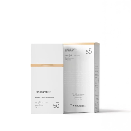 Transparent Lab - Mineral Tinted Sunscreen Light – Cremă minerală ușoară cu SPF50 – 100ml