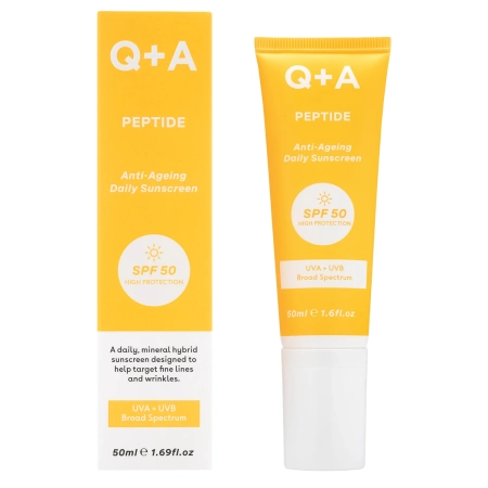 Q+A - Peptide SPF50 Anti-Ageing Facial Sunscreen - Cremă anti-îmbătrânire pentru față cu peptidă și SPF50 - 50 ml