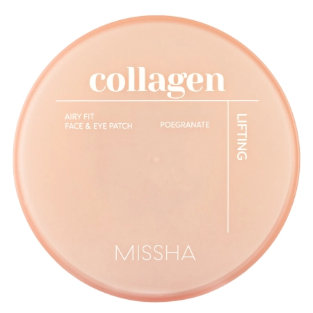 Missha - Airy Fit Collagen Lifting Face & Eye Patch - Plasturi hidrogeli cu colagen pentru fermitate - 60 buc.