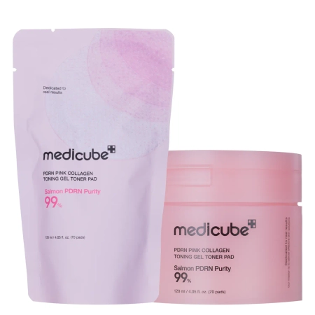 Medicube - PDRN Pink Collagen Tonning Gel Toner Pad - Dischete tonice gel cu colagen - 70 buc.
