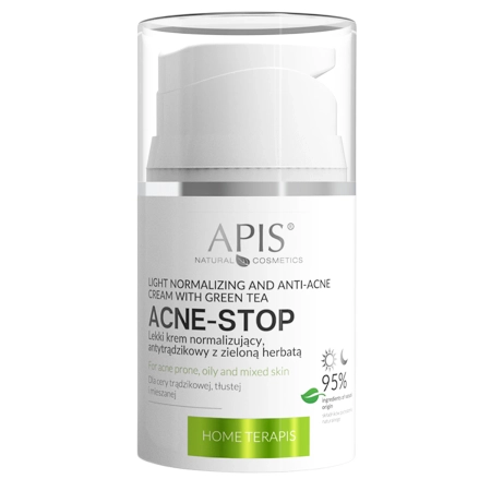 Apis - Home Terapis - Acne-Stop - Light Normalizing and Anti-Acne Cream with Green Tea - Cremă antiacneică ușor normalizantă cu ceai verde - 50ml