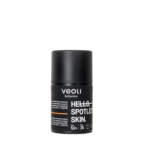 Veoli Botanica - Hello, Spotless Skin - Cremă ușoară de protecție solară cu spectru larg, anti-fotîmbătrânire SPF 50+, UVA, UVB, PA++++, HEV/IR - 50 ml