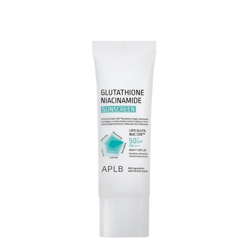 APLB - Glutathione Niacinamide Sunscreen SPF50+ PA++++ - Cremă facială de iluminare cu filtru - 40ml