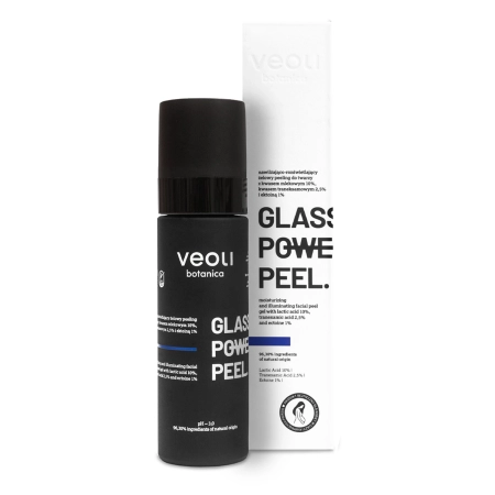 Veoli Botanica – Glass Skin Power Peel – Peeling Gel Hidratant și Iluminator pentru Față – 30ml