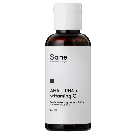 Sane - Face Toner PHA + AHA + Vitamin C 2% Purifying Glow Solution - Toner exfoliant și iluminator pentru față - 50 ml