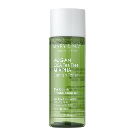 Mary&May - Vegan CICA Tea Tree AHA PHA Toner - Vegan Acid Tonic - 30ml