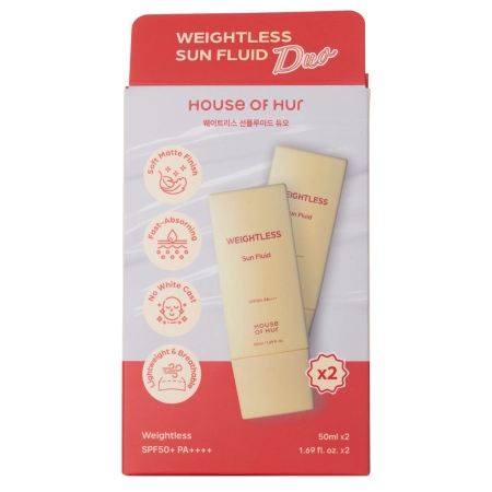 House of Hur - Weightless Sun Fluid Duo Set SPF 50+ PA++++ - Fluid ușor de protecție solară pentru față - set 2×50 ml