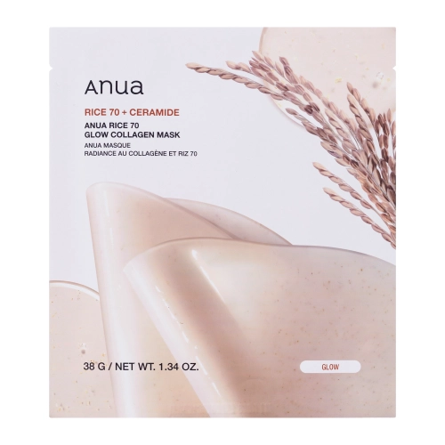 Anua - Rice 70 Glow Collagen Mask - Mască iluminatoare de folie cu colagen - 38g