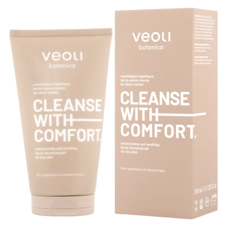 Veoli Botanica - CLEANSE WITH COMFORT - Gel de curățare hidratant și calmantGel de curățare a feței, pentru pielea uscată - 150 ml