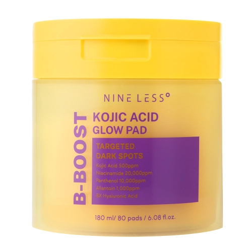 Nine Less – B-Boost Kojic Acid Glow Toner Pad – Dischete tonice pentru față cu acid kojic – 80 buc / 180 ml