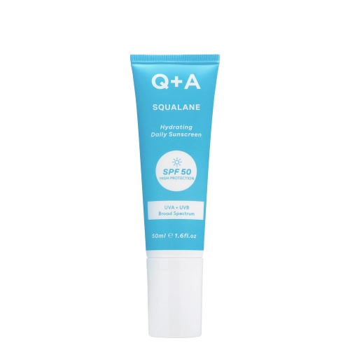 Q+A - Squalane SPF50 Hydrating Facial Sunscreen - Cremă hidratantă de protecție solară pentru față cu squalan și SPF50 - 50 ml