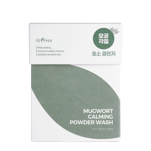 Isntree - Mugwort Calming Powder Wash - Set de plicuri cu pudră de spălat pentru față - 1g x 25buc