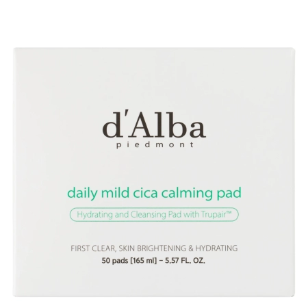d’Alba - Daily Mild Cica Calming Pad - Dischete calmante pentru față cu Centella Asiatica - 50 buc.
