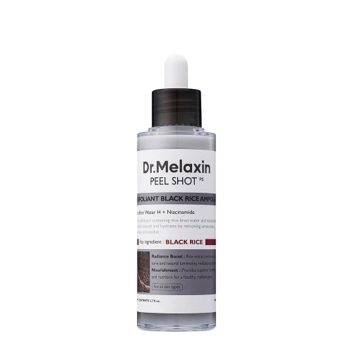 Dr.Melaxin – Peel Shot Exfoliating Black Rice Ampoule – Fiolă exfoliantă cu apă din tărâțe de orez – 80ml