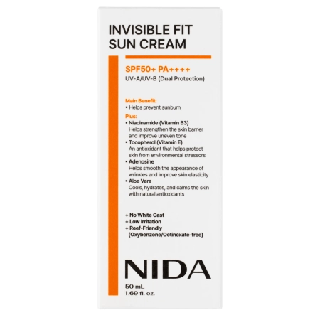 NIDA - Invisible Fit Sun Cream - Cremă pentru față cu protecție solară - 50 ml