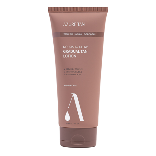 Azure Tan - Nourish & Glow Gradual Tan Lotion – Loțiune corporală autobronzantă graduală – Medium/Dark – 200 ml