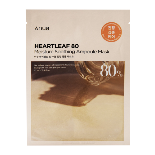 Anua - Heartleaf 80 Moisture Soothing Ampoule Mask - Mască de față calmantă cu 80% extract de Heartleaf - 1 buc/27ml