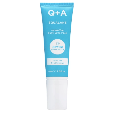 Q+A - Squalane SPF50 Hydrating Facial Sunscreen - Cremă hidratantă de protecție solară pentru față cu squalan și SPF50 - 50 ml