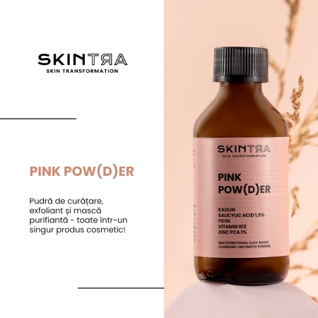 SkinTra - Pink Pow(d)er - Pudră multifuncțională de curățare și enzimatică pe bază de argilă - 40g