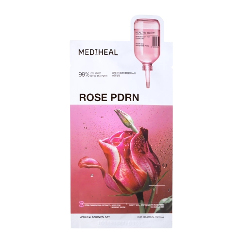 Mediheal - Rose PDRN Essential Mask Healthy Glow - Mască tip folie pentru față cu efect de reducere a porilor - 1 buc./24 ml