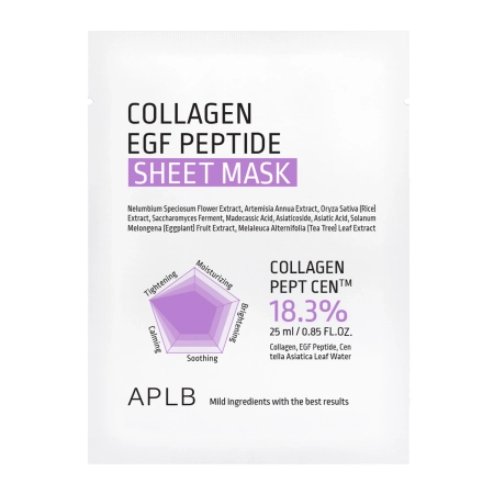 APLB - Collagen EGF Peptide Sheet Mask - Mască de față hidratantă și fermizantă în folie – 1 buc./25 ml