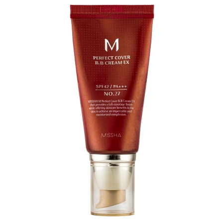 Missha - M Perfect Cover BB Cream SPF42/PA+++ - Cremă BB cu acoperire uniformă - No.27 Honey Beige - 50ml