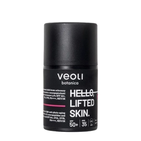Veoli Botanica - Hello, Lifted Skin - Cremă lejeră de protecție solară cu spectru larg, anti-fotîmbătrânire SPF 50+, UVA, UVB, PA++++, HEV/IR - 50 ml