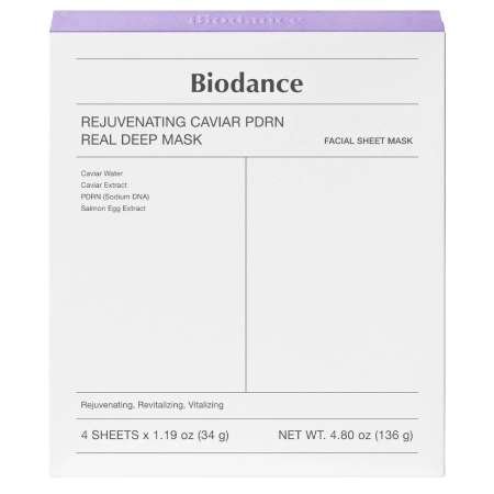 Biodance - Rejuvenating Caviar PDRN Real Deep Mask - Set de măști de față cu colagen și PDRN - 4 buc / 34 g
