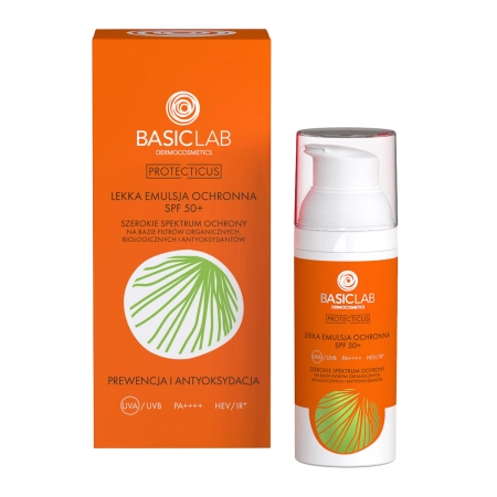BasicLab - Protecticus - Prevenire și Antioxidare - Emulsie de protecție ușoară SPF50+ - 50ml