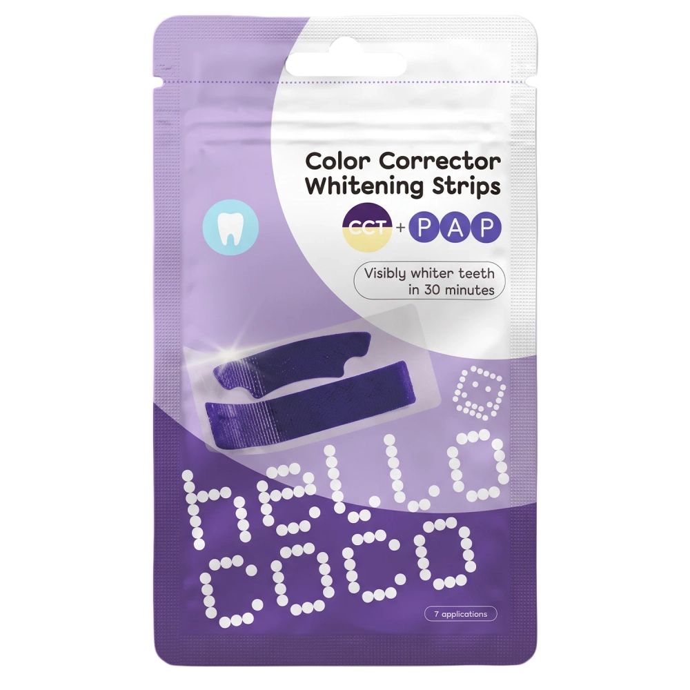 hello coco - Color Corrector Whitening Strips - Benzi de albire pentru dinți - 14buc
