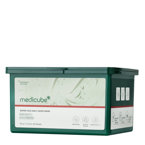 Medicube - Super Cica Daily Quick Mask - Set de măști de față calmante într-o foaie - 30pcs/300g