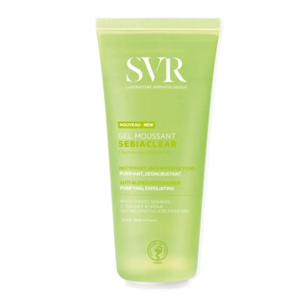 SVR - Sebiaclear Gel Moussant - Gel delicat de curățare a pielii cu efect exfoliant - 200ml