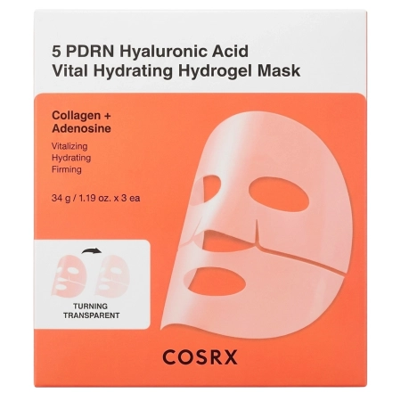 COSRX - 5 PDRN Hyaluronic Acid Vital Hydrating Hydrogel Mask - Set de măști hidrogel hidratante - 34 g x 3 buc.