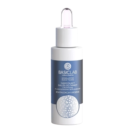 BasicLab – Esteticus – Revitalizare și Calm – Emu-gel hidratant pentru față cu 4% ectoină, aminoacizi și beta-glucan – 30 ml