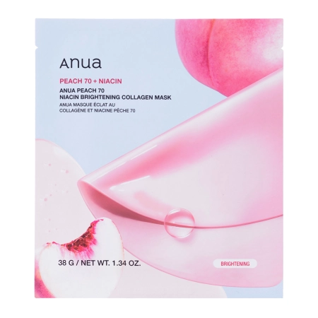 Anua - Peach 70 Niacin Brightening Collagen Mask - Mască de folie de iluminare cu colagen - 38g