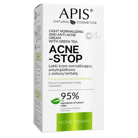 Apis - Home Terapis - Acne-Stop - Light Normalizing and Anti-Acne Cream with Green Tea - Cremă antiacneică ușor normalizantă cu ceai verde - 50ml