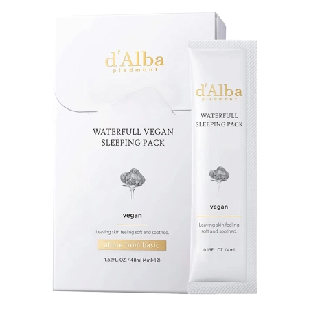 d'Alba - Waterfull Vegan Sleeping Pack - Mască de noapte hidratantă pentru față - 12x4ml