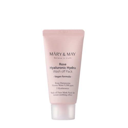 Mary&May - Rose Hyaluronic Hydra Wash off Pack - Mască de față cremoasă cu argilă albă - 30g