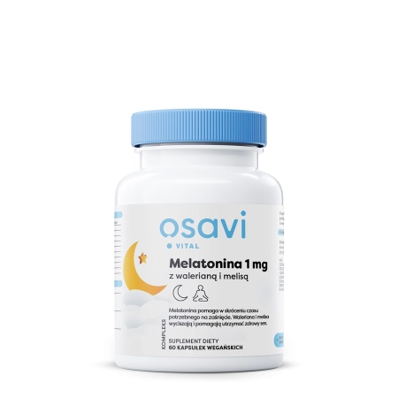 Osavi -Melatonina cu valeriana și melisă 1mg-Melatonină cu valeriană și Melissa 1mg - 60 Capsule