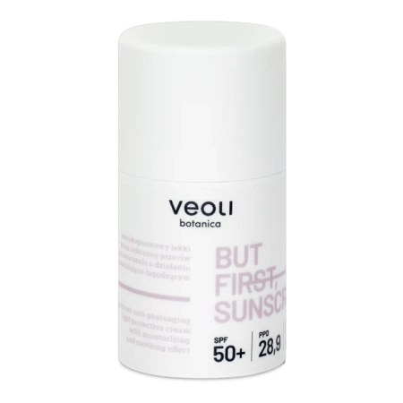 Veoli Botanica – But First, Sunscreen – Cremă Lejeră cu Protecție Largă Împotriva Fotoîmbătrânirii, cu Efect Hidratant și Calm – 50ml